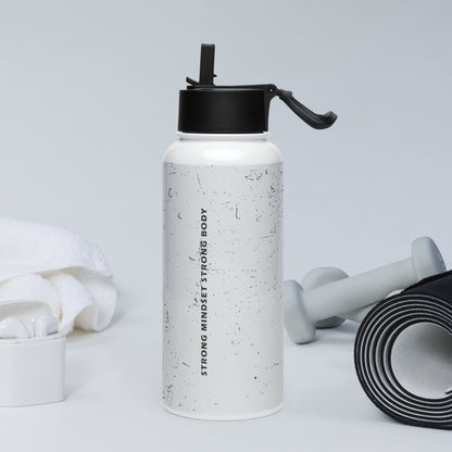 Stainless steel water bottle with a straw lid